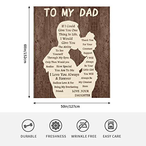 To My Dad Throw Blanket From Daughter, Birthday Christmas Father Day Soft Flannel Gifts Blanket For Bed Couch Sofa Travel 50"X60" #TOP4