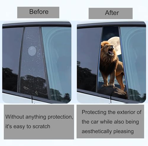 Image of 2pcs /1set Car B Pillar Sticker Decal Upgraded Vinyl Car Decals Body Side Stickers,Wolf Lions Rose Tigers Graphics Scratch Cover Large Sticker for Car Auto Van SUVs Trucks 19.6'' (Lion and cat)