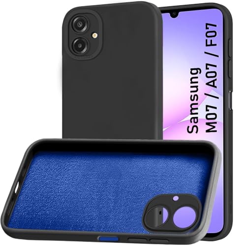Image of TheGiftKart Liquid Silicon Back Cover Case for Samsung Galaxy M07 / F07 | Stylish Camera Protection Module | Micro-Fibre Lining Inside | Shockproof Cover Case for Samsung M07 / F07 (Silicone, Black)