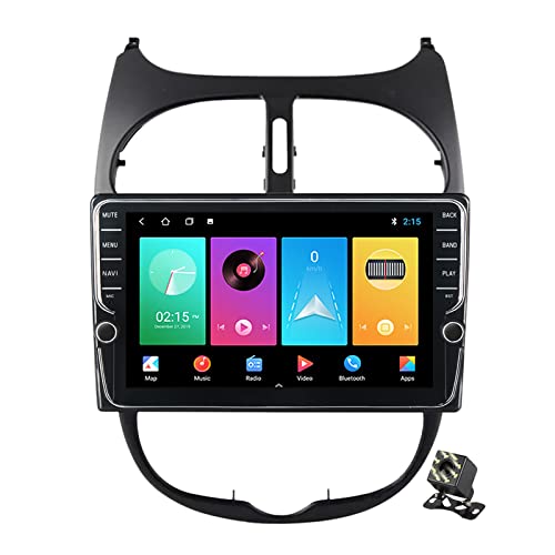9 Inch Screen Car Stereo Radio Android 11 for Peugeot 206 2004-2008 Multimedia Player Head Unit with Bluetooth WiFi Car-Play FM RDS GPS Navigation Steering Wheel Control,K100s/1+16g