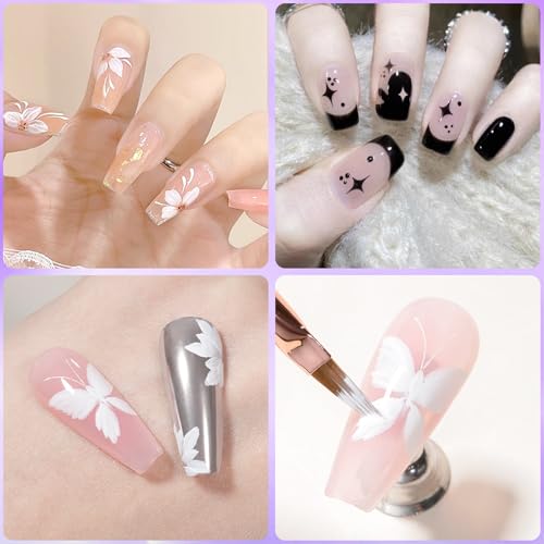 Kit de esmalte gel negro y blanco 2x8g para uñas miniatura 5