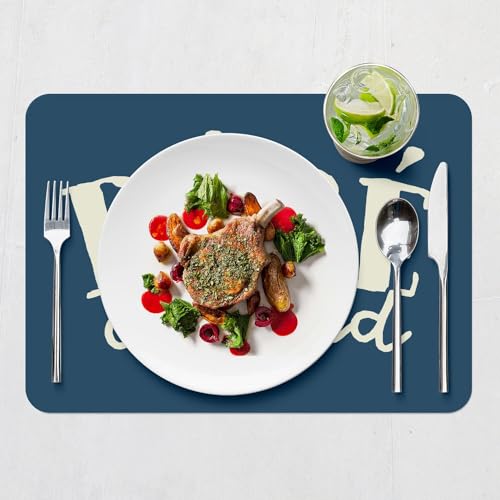 Sets de table souples en liège bleu grand format x4