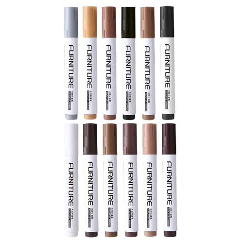 Marcadores De Reparación De Madera - Eliminador De Muebles En 12 Colores, Bolígrafos Para Restaurar De Bajo Olor, Herramientas De Retoque Fáciles Y Completas | Kit De Cubierta Duradero Para Manchas,