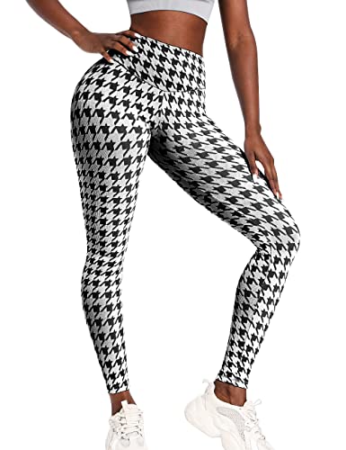 A Agroste Tik Tok Leggings For Women Booty High Waisted Workout Plaid Print Yoga Pants Scrunch Butt Lifting Seamless Tights #TOP1