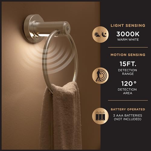 Enbrighten 79197 Hand Towel Ring Light, Battery Operated, Motion Sensing, Brushed Nickel by ENBRIGHTEN - Used condition - Image 2