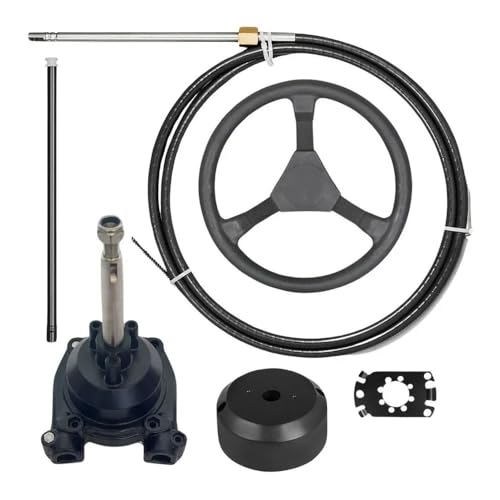 HLTesy Kit de Sistema de dirección de turbina mecánica Universal for Motor fueraborda Marino. Incluye dirección + Deflector.(10FT)