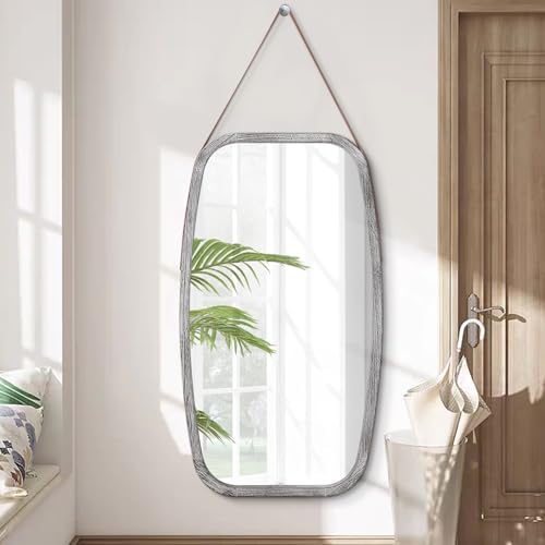 AAZZKANG Miroir mural rectangulaire rustique à suspendre avec cadre en bois, 77 x 44 cm, grand miroir mural pour chambre à coucher, salon, dressing