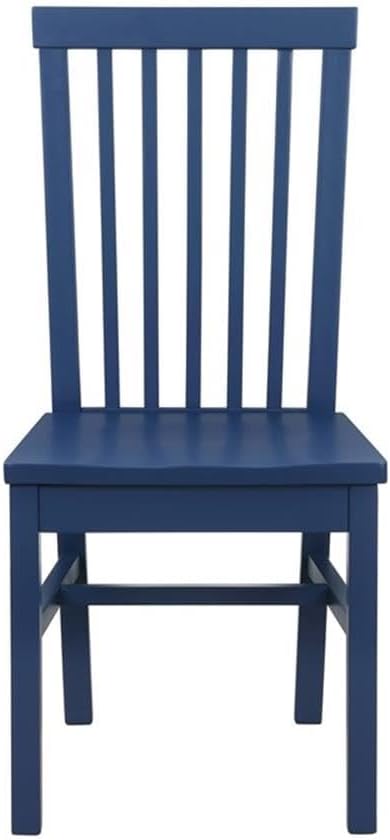 BOWERY HILL Modern Wood Side Dining Chairs, Set of 2, Navy Blue Painted Finish, Solid Rubberwood Construction, High Slatted Back, Farmhouse Style for Kitchen or Dining Room, Supports Up to 300 lbs