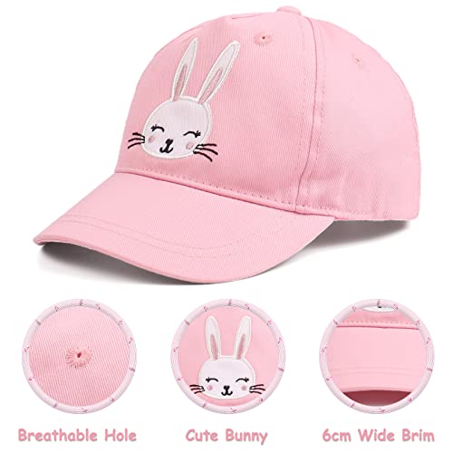 Zsedrut Girls Baseball Cap Kids Cotton Sun Hat Spring Summer Boys Peak Caps Adjustable Bunny Hats(2-5Y,Pink) #TOP3