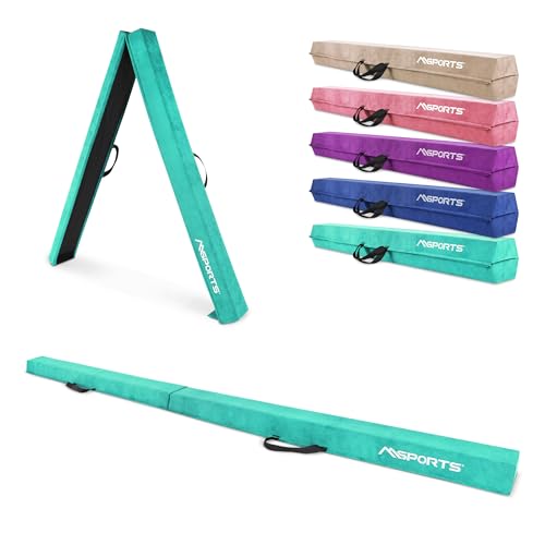 MSPORTS faltbarer Schwebebalken Premium 15 × 6 cm – 240 / 270 / 300 cm Balance-Beam aus EVA, Klappbar & Rutschfest – Gymnastik- & Turnbalken für Kinder & Erwachsene – 5 Farben (Cyan, 300 cm)