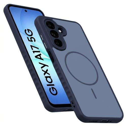 Image of VONZEE Matte Magnetic Case Compatible for Samsung Galaxy A57 Wireless Charging Shockproof Anti-Scratch TPU PC Slim Fit Full Protection Phone Cover for Samsung Galaxy A57-NAVY