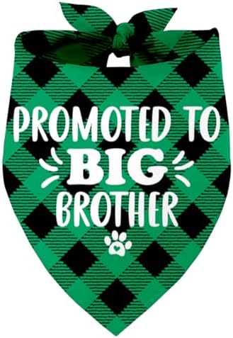 Promoted to Big Brother Dog Bandanas, Pet Dog Triangle Scarf Bandanas Bibs, Pet Scarf Accessories, Pet Baby Announcement Plaid Scarf Gender Reveal Accessories, Dog Bandana Pet Lovers Gifts (V19)