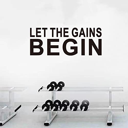 Seatune Inspirational Quotes Wall Stickers - Motivational Gym Office Wall Decals - Positive Home Vinyl Art Wall Decor - Let The Gains Begin 23"X9" #TOP3