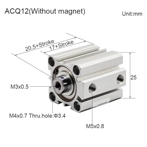 Cilindro compacto de doble acción ACQ con carrera fina de 5mm 5