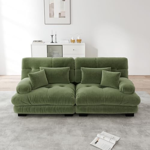 Sofá angular moderno de 220 cm en tejido chinilla verde con estructura de madera 2