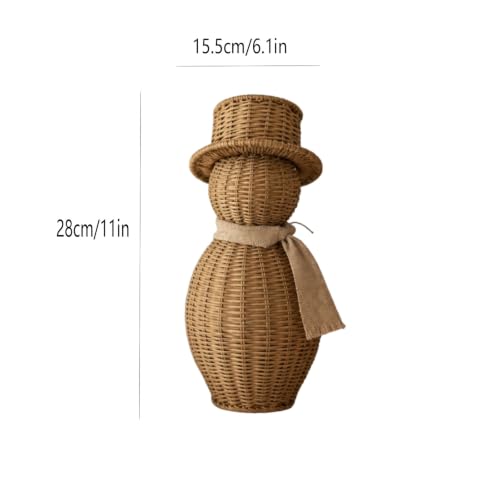 Christmas Handwoven Rattan Snowman Decor, With Removable Hat & Scarf - image 2