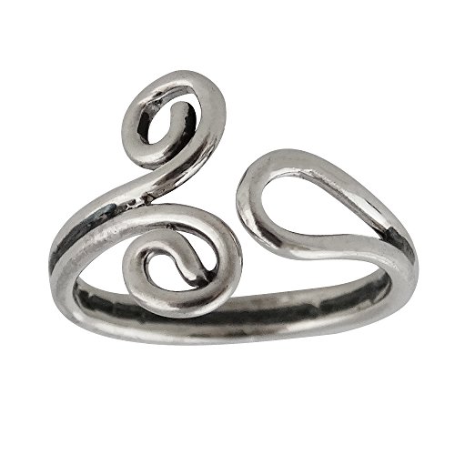 Sterling Silver Adjustable Spiral Toe Ring, Summer Fashion