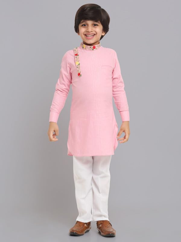Image of Traditional Ethnic Wear Cotton Kurta Pyjama Set For Kids & Boys