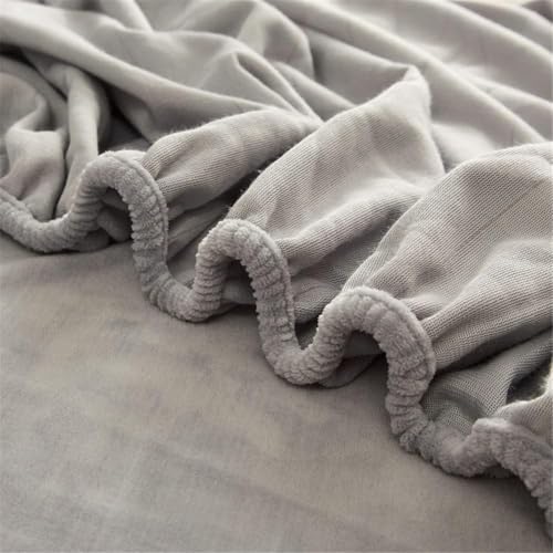 Samt Spannbettlaken 180x220 cm Warm Winter Frottee Spannbetttücher, Highdi Microfleece Flausch Hellgrau Spannbetttuch 180 x 220… – Ansicht 5