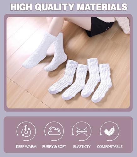 Image of LANLEO Fuzzy Socks for Women Soft Cozy Fluffy Slipper Winter Warm Microfiber Plush Sleeping Socks