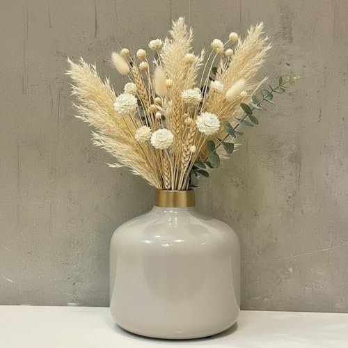 Image of Artful Living India - Round Metal Flower Vase | Round Vintage Vase for Living Room, Table, Office Decoration & Home Decor | Antique Decorative Metal Vase (Cool Grey)