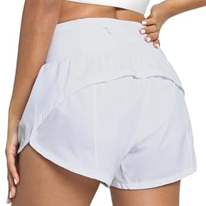 GYM RAINBOW Womens High Waisted Running Shorts Lightweight Quick Dry Workout Gym Athletic Shorts with Pockets(#1 White,Small)