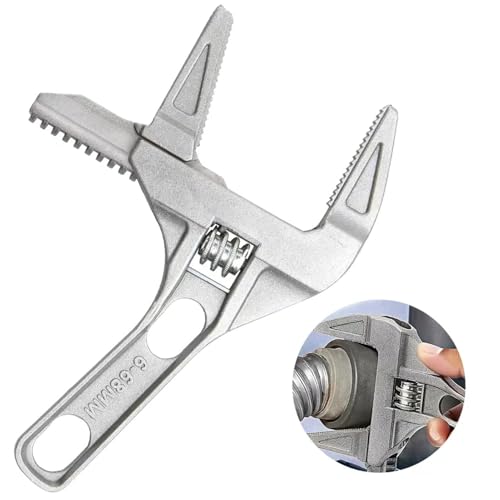 ROHMERIQUE Adjustable Spanner Wrench 6-68mm Wide Jaw 2-in-1 Ultra-Thin Shifting Spanner 200mm Aluminum Alloy Plumbers Wrench for Pipe/Basin/Plumbing Bathroom/Home Use (Silver)
