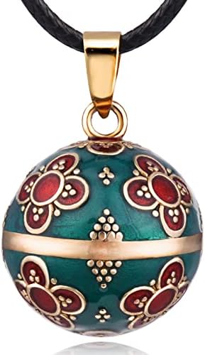 EUDORA Harmony Ball Vintage Style Flower Music Wishing Chime Ball Pendant Necklace Bola for Pregnancy Women Ladies Best Jewellry Gift, 45"+30inch