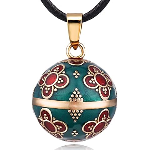 EUDORA Harmony Ball Lily of the valley Flower Music Wishing Chime Bell Pendant Necklace for Mom Women Ladies Best Jewelelry Gift, 45"+30inch Chain Cover
