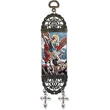 Religious Gifts St Saint Michael Archangel Icon Banner with Crosses Tapestry 7 inch