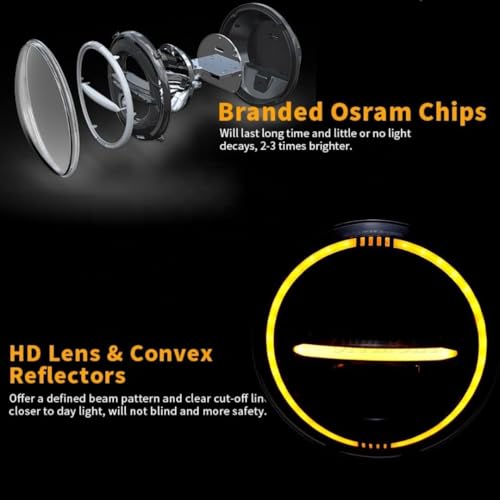 Image of Smart LED 7 inch Diamond-Cut Headlight | 75-110W 2023 CREE LED H4 Plug & Play Compatible With Royal Enfield, Thar, Gypsy (Royal Piston Minus)