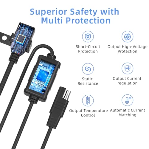 Cargador USB para moto tipo C PD de 18W impermeable con conector SAE para espejo retrovisor 5