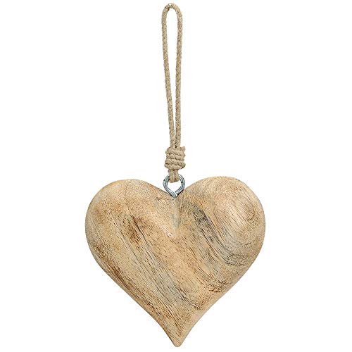 matches21 Herz Hänger Fensterhänger Dekohänger Dekoherz Holzherz Anhänger Mango Holz braun rustikal 1 STK - Ø 12 cm