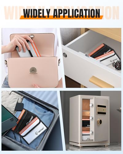 2 Stück Feuerfeste Tasche mit Reflektorstreifen 20x13cm - Praktische Kleine Feuerfeste Geldtasche für Dokumente, Bargeld und Wertsachen, 5200°F hitzebeständig wasserdicht-Schwarz Silber