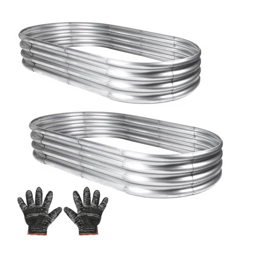 Mycovire Galvanized Garden Bed Kit for Vegetables/Herbs/Flowers, Outdoor Raised Planter Box, 2PCS 4x2x1 ft