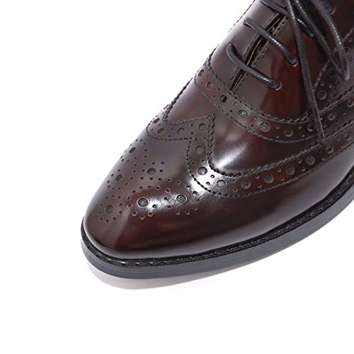 Image of Mona flying Women's Leather Perforated Lace-up Oxford Brogue Wingtip Shoes