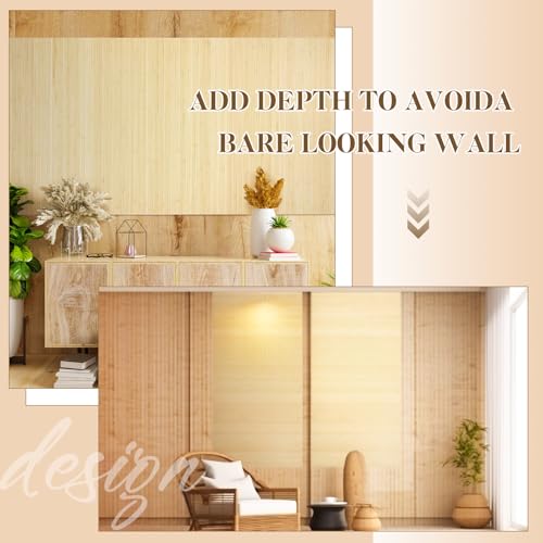 Juexica 3 Pcs Natural Bamboo Wall Panel for Interior Wall 48''x96'' Bamboo Covering Renewable Pole Wainscoting Room Divider Wrap Decor for Bedroom Living Room Kitchen Island Office (Raw) by Juexica - Image 3