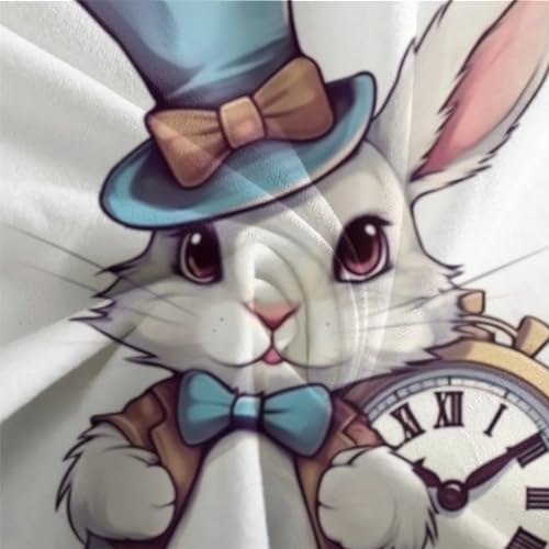 Parure de lit lapin blanc en microfbre douce pour lit double