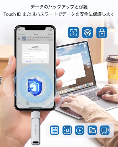 【Apple MFi認証 iphone データ保存】USBメモリ BLANBOK+ 512GB usbメモリ メモリースティック Lightning/type-cコネクタ搭載 容量不足解消 写真保存用 外付けメモリ iPhone17/16/15//14/13 /12/iPad/iPod/Win/Mac兼用