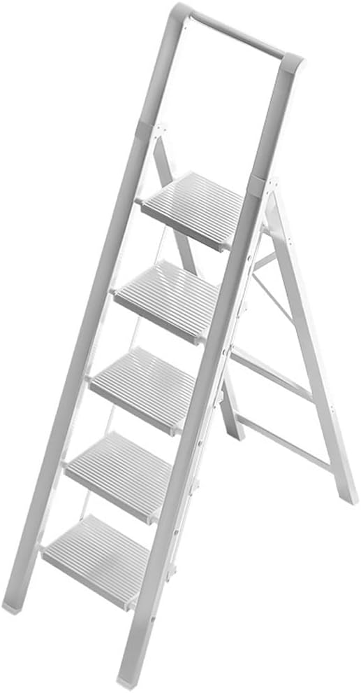 Telescoping Extension Ladder, Wide Pedal Ladder 5 Step Ladder Folding Step Stool with Wide Pedal Lightweigh Collapsible Ladder W/White Step Ladder Home Ladders (Size : 6 Step Ladde