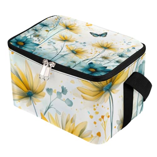 Lunch Bags for Women Men 9 Cans,Flying Butterfly Hot & Cold Food Delivery Bag Insulated Grocery Bag Insulated Lunch Box Floral Cooler Bag for Office Work Picnic Beach