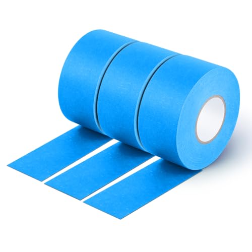 NETEHA 3 Rolls Painters Tape Masking Tape 1.57 Inch x 55 Yard Heat Resistant No Residue Automotive Adhesive Tape for Automotive Paint and DIY Paint Projects (Blue)