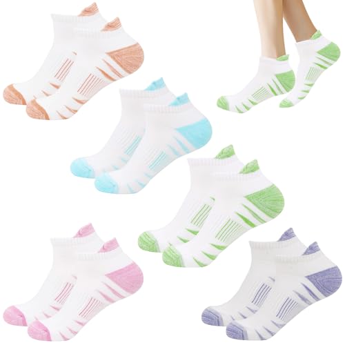 Chaussettes Femme de Sport (35-38), 5 Paires Chaussette Basses Femme En Coton, Socquettes Courtes Respirantes, pour Randonnée Marche Running, Blanc