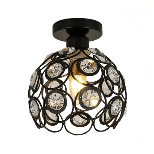 Plafonnier en métal et cristal pour illuminer votre entrée ou bureau de style ferme