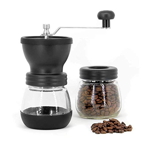 Handkaffeemühle, manuelle Kaffeemühle mit rostfreiem Grat Keramikkern Einstellbare Grobheit Keramikmühle Kompakte Kurbel für zu Hause, im Büro