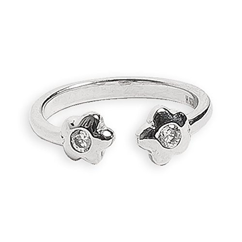 Toe Ring | Flower Cubic Zirconia & .925 Sterling Silver Adjustable Ring | Perfect One Size Fits Most #TOP23