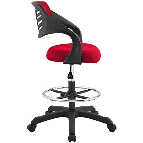Image of Modway Thrive Drafting Chair - Tall Office Chair for Adjustable Standing Desks in Red