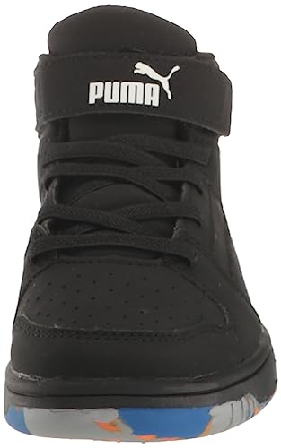 PUMA Puma Rebound Layup Sneaker, Marble Black-Black-Victoria Blue, 11 US Unisex Little Kid
