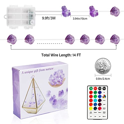 Amethyst Crystal String Lights, Fairy Lights Battery Operated 14Ft 40 Led, Natural Decorative String Lights With Remote, Flexible Twinkle Lights For Bedroom Birthday Wedding Valentine's Day Decor #TOP5