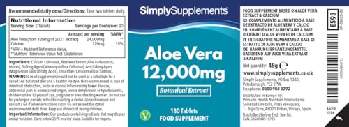 Aloe Vera Tablets 12,000mg | Digestive Support Supplement | Vegan & Vegetarian Friendly | 180 Aloe Vera Extract Tablets = 3 Month Supply | Manufactured in The UK - Image 4